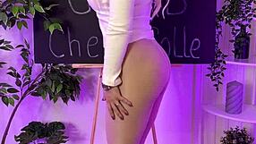 Minimi Diamante Teases Big Tits in Pantyhose at Nylon Club