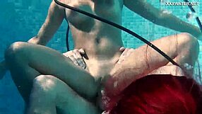 Candy and Lizzy Ride Mike's Cock Underwater in Pool for Hard Orgasms