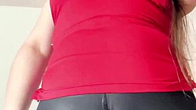 chubby colombian milf in leggings masturbates for cuckold boss and swings wild