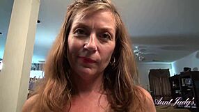 AuntJudys 43yo hairy pussy milf isabella ready as your office secretary