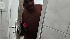 Half-brother forces sister to suck cock in hidden shower away from parents with facefuck!