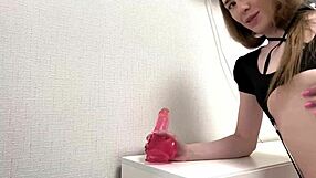 hey babe why not suck that pink dildo slow then stretch your pussy wide open?
