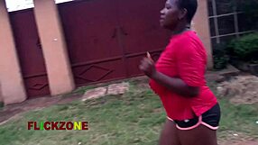 homemade ebony neighbor with huge oiled ass belly and natural tits caught having sporty sex