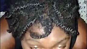 ebony babe chokes on bbc then swallows every drop post-cum!