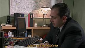 shemale teases shaved office look at work