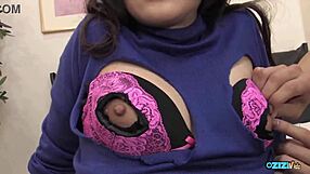 BIG NATURAL TITS BOUNCE AS SHE FUCKS ON HER BACK!