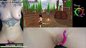 Twitch egirl gamer rips clothes for tropical monster dildo play creampie on huge wet shaved pussy