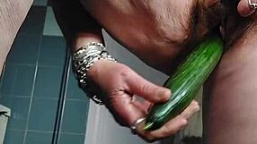i love how oma fucks her hairy pussy with that cucumber