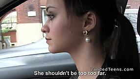 this shaved pussy teen hitchhiker blows stranger cock outdoors 🚗😍👅