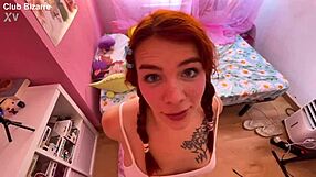 young trans performer handles a large partner orally