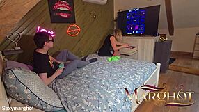 Hot Stepmom Seduces Stepson During Pac-Man Fucks Her Shaved Pussy Creampie Cum Eat!
