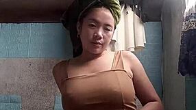 asian girl next door teases petite tits in see through outfit