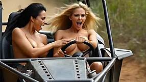 Bouncing boobs on wild naked buggy ride, you feel that jiggle?
