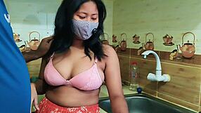 Cheating Brunette Wife Fucked Hardcore in Kitchen by Boss
