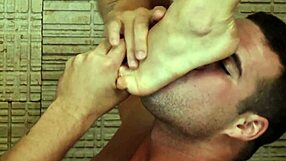 i love my mistress's shaved pussy dripping as she teases with feet and deepthroats big cock