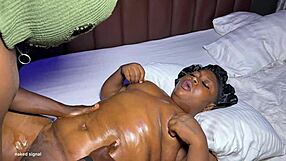 Old black lover massages ebony mum then stretches pussy with monster cock cowgirl riding cum on ass