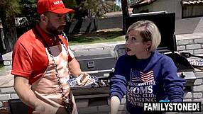 Penelope Kay Gets A Spectacular Fireworks Cum Show From Stepdad And Stepbro