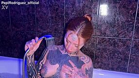 hot tattooed slut gets fucked wildly in the bathtub