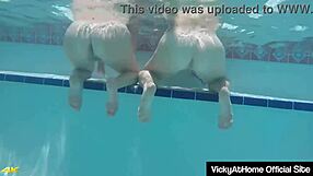 Babes Vicky Vette and Rachel Storms LICK PUSSY in Pool