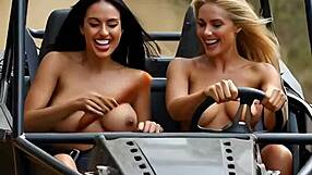 Bouncing boobs on wild naked buggy ride, you feel that jiggle?