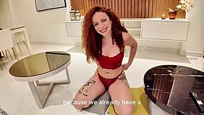 Fiery Brazilian Curly Redhead Bends Over In Lingerie For Hard Ride