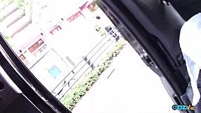this asian babe was in a van while she decided to use her sex toy