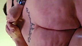 candid sandra's huge fat hairy pussy lips get licked deep in her chunky ass