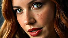 Ginger woman appears mischievous and dominant