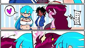 fnf comic sluts link up for nasty threeway group pounding