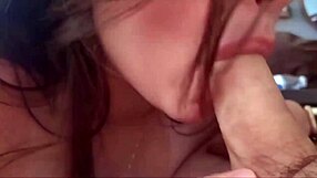 perfect wife dirty talks blowjob cuckold cumshot on natural tits