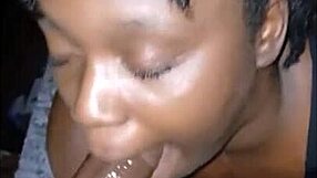 ebony babe chokes on bbc then swallows every drop post-cum!