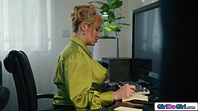 dominant milf boss uses strapon on ebony secretary
