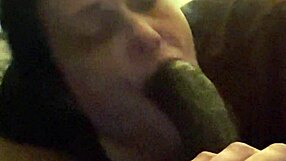 Brunette milf gives deep blowjob to big black cock