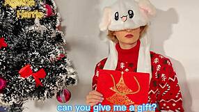 exchanging gifts with santa claus at christmas