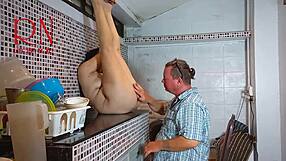 housewife fucked in washing machine with pussy licking
