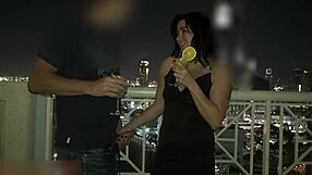 Extreme crowd ass fucked on the restaurant terrace