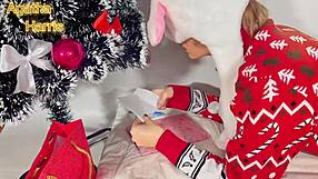 exchanging gifts with santa claus at christmas