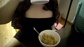 Asian Fetish Student Eats Food Ignoring Your Cock Jerking