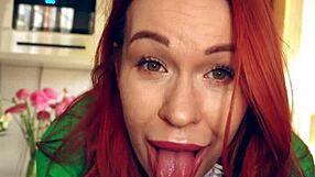 Redhead step sister sucks step brother in day nap pov