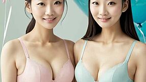 sweet asian models pose cute in sexy lingerie