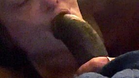 Brunette milf gives deep blowjob to big black cock