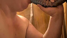 bbw gags hard on monster dildo nonstop
