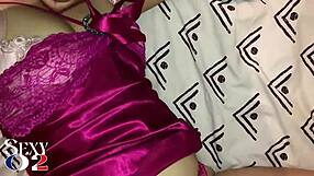french slut in satin eats ass and sucks cock