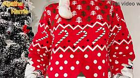 exchanging gifts with santa claus at christmas