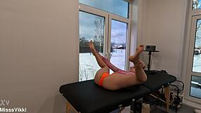 slow yoga flow shows deep flexibility in sheer outfit