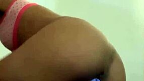 Tiny barely legal teen with plump pussy tries stuffing panties