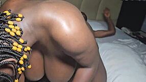 Massive mellon boobs rides black cock