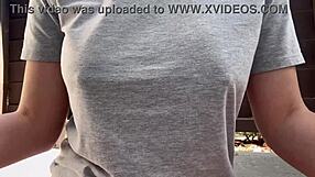 Italian Milf Smokes Cigarette Outdoors. She Shows Big Nipples
