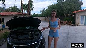 Stranded slut lets stranger use her like fuck toy