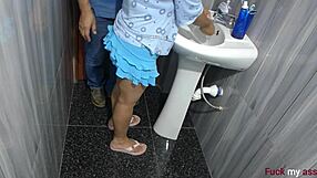 Horny husband fucks lovers ass hard in bathroom